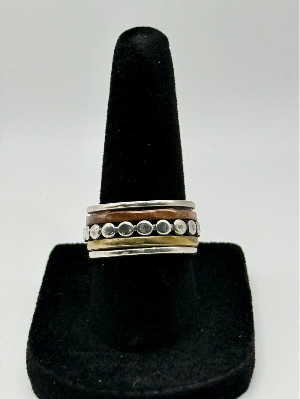 Dominique Dinouart 925 Spinner Band Ring with Bronze and Brass Spinners